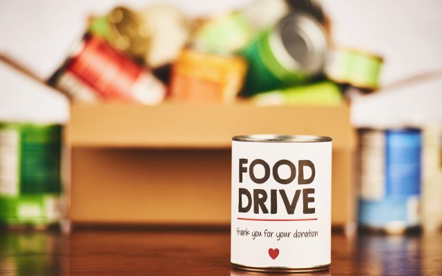 Food Drive Canned Goods Collection with filled cardboard box
