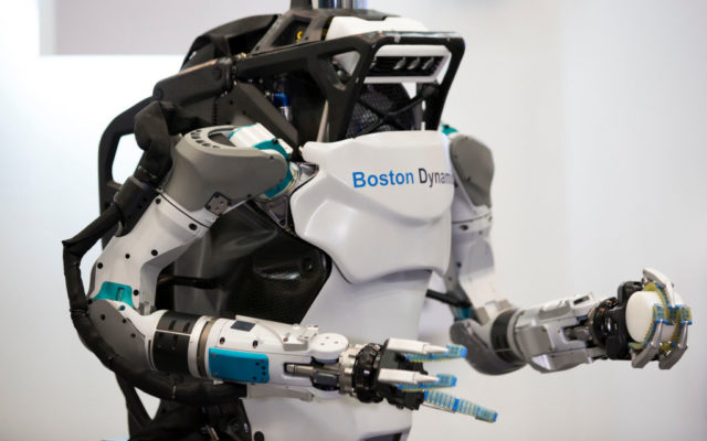 Boston Dynamics Inc.'s Atlas humanoid robot is displayed during the SoftBank Robot World 2017 on November 21, 2017 in Tokyo, Japan. SoftBank showcases robots developed by their group companies including SoftBank Robotics, Boston Dynamics and Brain Corp. in the two-day event starting today.